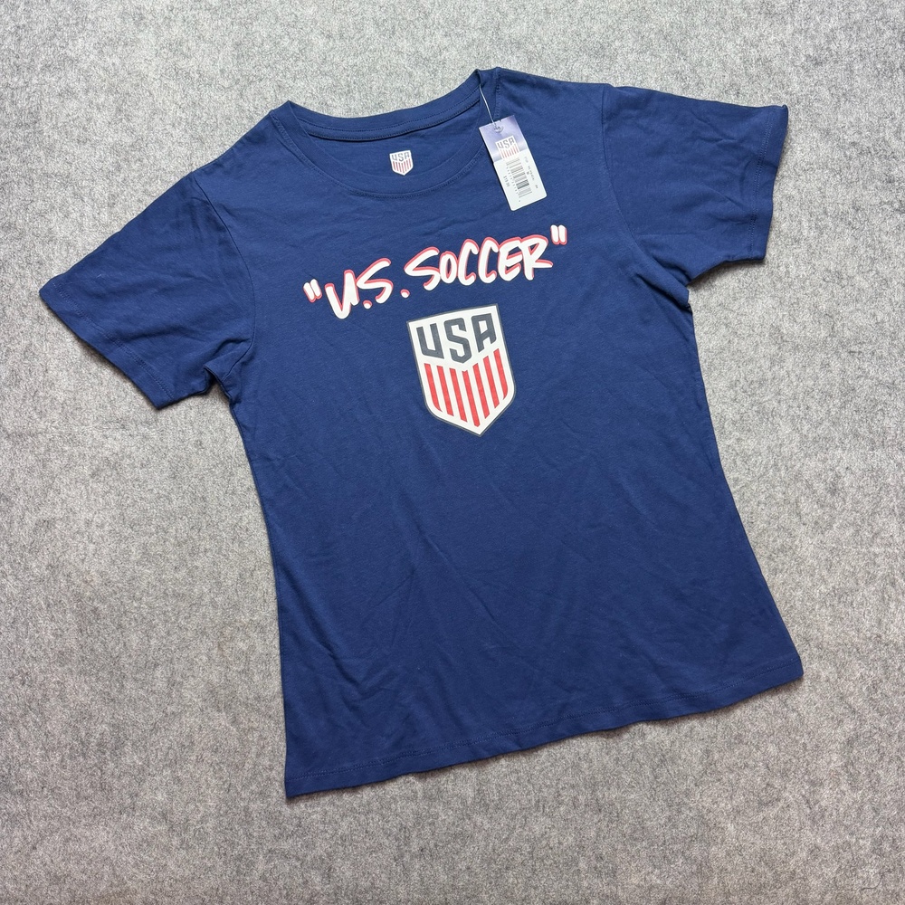 USA Shirt Womens M Blue Soccer U.S. Soccer Crest Front Graphic Tee New Tags